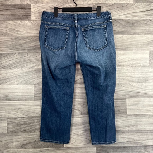 Eddie Bauer Capri Jeans Womens Size 12 Blue Denim Stretch Straight Leg Curvy Fit - Picture 2 of 14